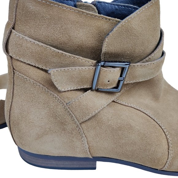 Public Opinion Stevens Camel Tan Suede Leather Buckle Ankle Boots Zipper main image 8